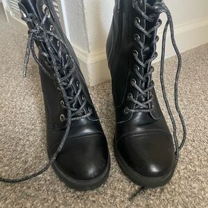 Aldo Black Combat Lace-Up Boots